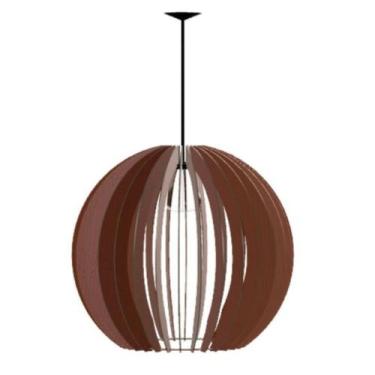 Imagem de Luminária Teto tipo Pendente CUPULA MDF Completa - CORALISA, Marrom, B