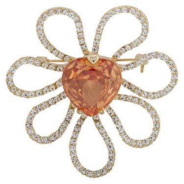 Imagem de Broche Zircônia Coração BRG26480 - Akasaki, Topázio, Dourado