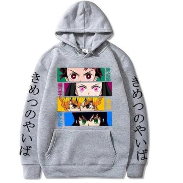 Imagem de Moletom Canguru Demon Slayer Kimetsu No Yaiba Anime Mangá Blusa Unisse
