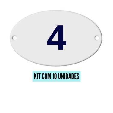 Imagem de Kit Com 10 Números Oval PVC  Numerador 1 ao 20 - Danti, Número 4 - 10 