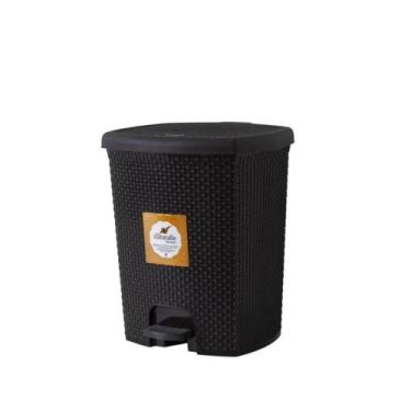 Imagem de Lixeira Rattan Pedal Luxo Escritorio Quarto Cesto Lixo - Rischioto