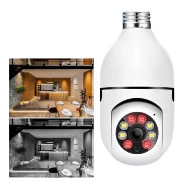 Imagem de Câmera Robô Lâmpada Discreta Wifi Giratória Interna Com Microfone E Visão Noturna Espaço Para Cartão De Memória