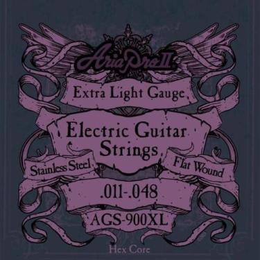 Imagem de Encordoamento Para Guitarra Flat Wound .011 AGS900XL Aria Pro II