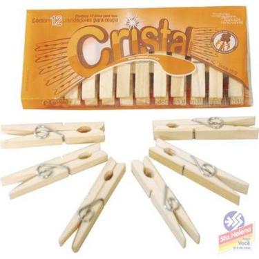 Imagem de Prendedor roupas madeira comum c/12 cristal - 7896996600309