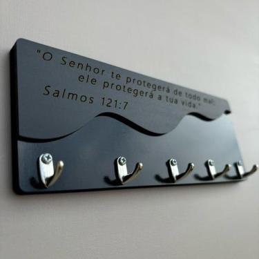 Imagem de Suporte p Chaves Salmo 121:7 - Todo em Preto elegante e minimalista fi