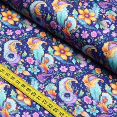 Imagem de Tecido Estampado Para Patchwork - Clube Mais Criativo : Cashmere Roxo 