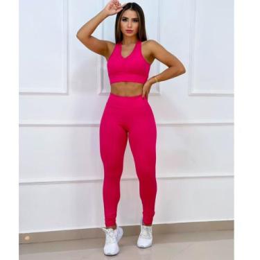 Imagem de Conjunto Feminino Fitnes Academia Tecido Cirre 3D , Top e Calça - Conc