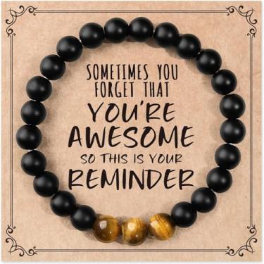 Imagem de STCORPS7 Pulseira masculina de pedra natural – aniversário de formatura, aniversário, dia dos pais, Páscoa, Natal, Dia dos Namorados, presente para filho, pai, padrasto, irmão, sobrinho, amante,