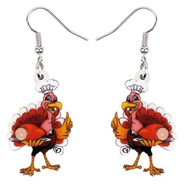 Imagem de NEWEI Brincos de galinha de peru de anime de Ação de Graças em acrílico para mulheres, crianças, meninas, joias, presentes, Acrílico, Sem pedra preciosa
