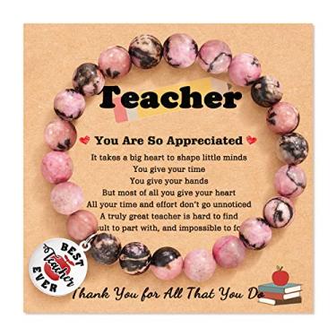 Imagem de Tarsus Pulseira de miçangas para professor, Best Teacher Ever Teacher, presentes de agradecimento para mulheres, Pedra, Sem Pedra Preciosa