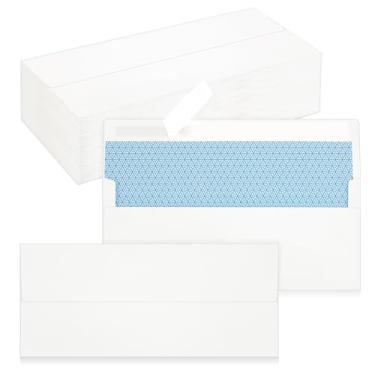 Imagem de Pacote com 100 envelopes de negócios nº 10, envelopes brancos padrão autoselados para envio comercial seguro e jurídico, escritório, cheques, cartas, faturas, 10 x 23 cm