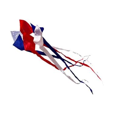 Imagem de kowaku Kite flyer macio fácil de usar decoração versátil clássico rotativo cauda kite spinner kite para atividades de pastagens de praia de parque, Vermelho Branco Azul
