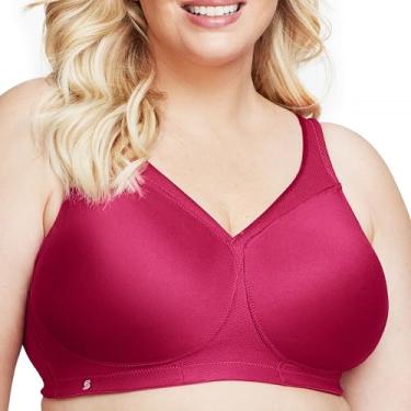 Imagem de Glamorise Sutiã esportivo feminino plus size MagicLift sem aro 1006, Vermelho rubi, 44F