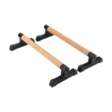 Imagem de Vaveren 2x barra de madeira push up suporte barra de apoio de mão push up alças apertos para exercício treinamento de força prática músculos do peito, Preto, 50cm
