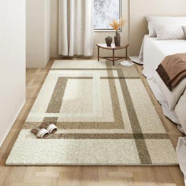 Imagem de Tapete listrado geométrico de luxo, confortável, macio, para sala de estar, bege, cor creme, decoração moderna, tapete para quarto, YHT078, J, 300x400CM