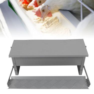 Imagem de Alimentador Automático de Frango, Grande Alimentador de Aves de Metal Com Comedouros de Frango, Dispensador Automático de Alimentos para Galinhas, Capacidade, Acessórios de