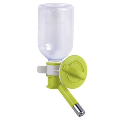 Imagem de Garrafa de água para gatos SunGrow, garrafa dispensadora de gotejamento, bocal seguro e cabeça de aço inoxidável, fácil de instalar em gaiola ou caixa, refil rápido, mantém animais de estimação hidratados, verde, 283 g.