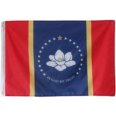 Imagem de AZ FLAG - Nova bandeira do Mississippi 2020 - 3 x 5 pés - Faixa de poliéster 100D In God We Trust com dois ilhós de metal - Resistente ao desbotamento - Cores vivas - 150 x 90 cm