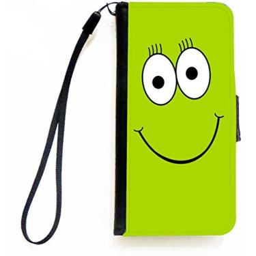 Imagem de Rikki Knight Capa carteira flip verde carinha sorridente com aba magnética para Apple iPhone 5c