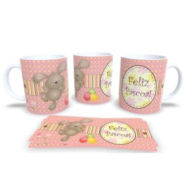 Imagem de Caneca de Porcelana Branca Personalizada Coleção Páscoa Feliz