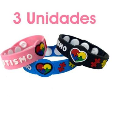 Imagem de "Kit com 3 Pulseiras de Silicone Especiais para Crianças com Autismo: 