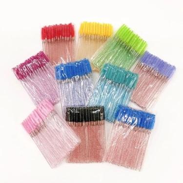 Imagem de Kit com 50 Escovinhas com Glitter para Extensão de Cílios e Sobrancelha – Precisão e Estilo