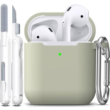 Imagem de Capa AirPods com chaveiro, capa de silicone de proteção total para AirPods capa de pele feminina com capa de carregamento sem fio para Apple AirPods, LED frontal visível, C-Grey, New