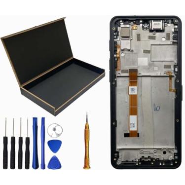 Imagem de SECRETIGER Substituição do conjunto de moldura digitalizador sensível ao toque para tela LCD CAT S75 de 6,5 polegadas
