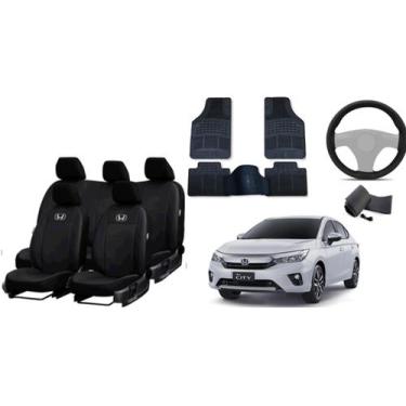 Imagem de Kit de Capa de Couro City 19-24 + Tapete de Carro e Capa de Volante - 