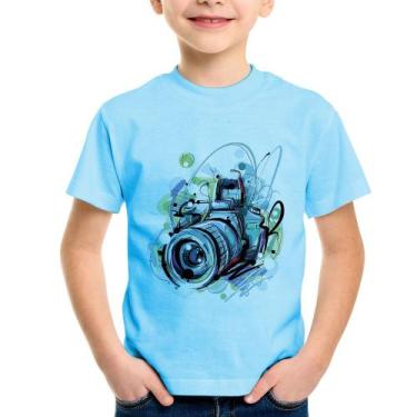 Imagem de Camiseta Infantil Câmera Fotográfica - Foca na Moda, Azul bebê, 4
