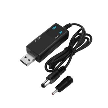 Imagem de 5V USB DC 12V 9V Power Cable USB To DC Converter Cable Fit Compatible Router Jack 5.5/3.5mm Power Supply Plug Jack Via Powerbank (Color : Blue digital display)