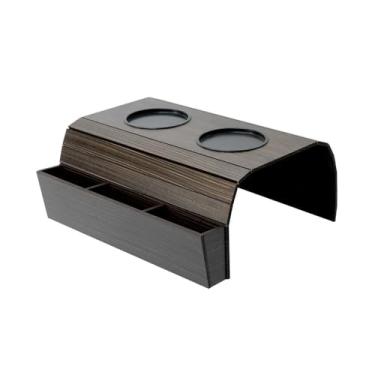 Imagem de Esteira Bandeja Braço Sofá Flexível De Madeira Com Porta Copos E Porta Controle Tabaco - BoxFan