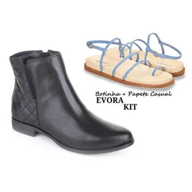 Imagem de Kit Bota Estilo Feminina  Sandalia Papete Moda Casual - Evora, 36