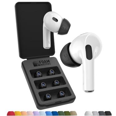 Imagem de Foam Masters Espumas de Memória Ultra-Premium para AirPods Pro 1ª e 2ª Geração | 3 Pares | Black Magic Versão 6.0 | Ajuste Seguro | Conforto | Cancelamento de Ruído Melhorado | Borrachas de Reposição