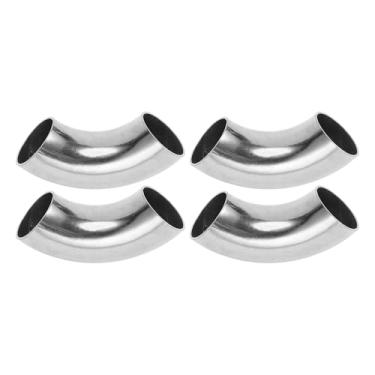 Imagem de Motoforti 4 peças 90 graus mandril curva cotovelo carro modificado tubo de escape tubulação 304 aço inoxidável tom prata 304