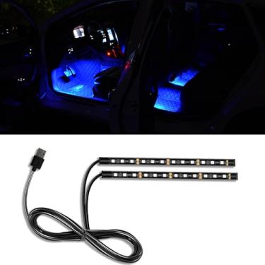 Imagem de Piburth Fita de LED para carro, 24 luzes LED RGB para ambientes interiores sob o painel, luz noturna ambiente de 12 V, lâmpada decorativa interior automotiva, acessórios universais para carros (azul,