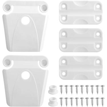 Imagem de PICEBOM Kit de dobradiça e trava e parafusos, peças de reposição de trava térmica de alta resistência. Dobradiças de plástico para caixa de gelo, postes de trava e parafusos. para refrigerador de
