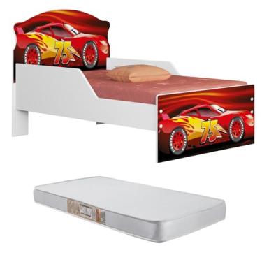 Imagem de Mini Cama Infantil Juvenil Livia Em MDF Adesivada Personagens Divertida Para Crianças (Mc queen vermelho 07)