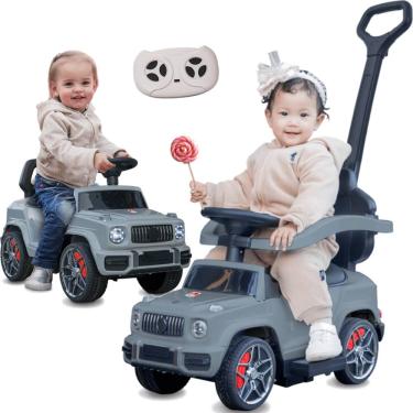 Imagem de Carrinho Eletrico com Empurrador Bandeirante Jipe 4 em 1 6V Cinza