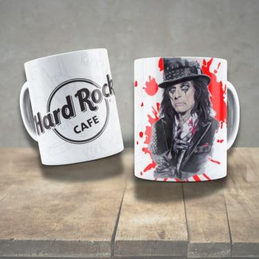 Imagem de Caneca De Porcelana 325ml Decorada ícones Da Música Alice Cooper