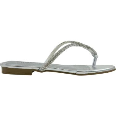 Imagem de Rasteirinha Dedo Feminina Casual Básica Dia a Dia Passeio Tiras Trançadas com Strass Via Marte 113-013