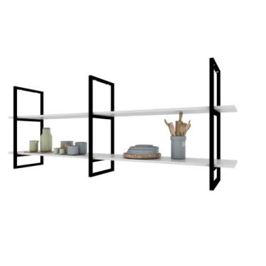 Imagem de Prateleira Suspensa Teto Cozinha prateleira branca nicho industrial ni