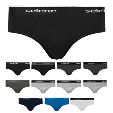 Imagem de Kit 12Cuecas Masculina Algodão Cós Aparente - SELENE, Multicolor, P