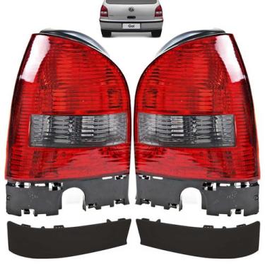 Imagem de PAR Lanterna Traseira Gol G3 Fumê + Acabamento Inferior das Lanternas 