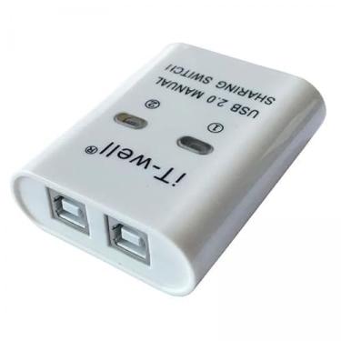 Imagem de AsrMyjcx 2x Switch de Compartilhamento Manual USB 2.0 KVM Switching Plug And Transfer 2 Computadores Compartilham 1 Dispositivo USB