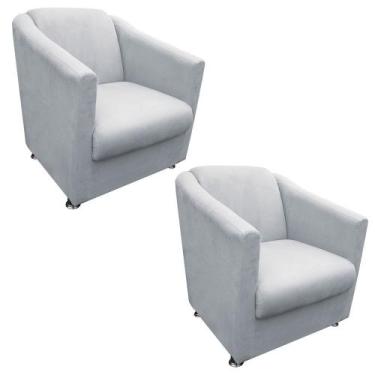 Imagem de Kit 2 Poltronas Tilla Decorativa Escritório Suede Cinza - Nerosinterio