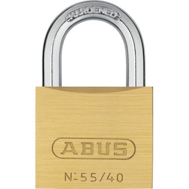 Imagem de ABUS Cadeado de latão 55/40 - Trava robusta e à prova de intempéries com trava automática e manilha de aço endurecido - Adequado para cabos, portas, portões, armários e mais - 40 mm de largura