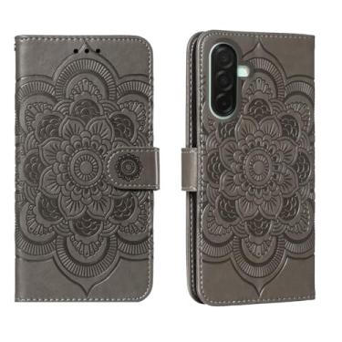 Imagem de shingtomua Capa carteira para Samsung Galaxy A36 / A56 com suporte para cartão de suporte, capa dobrável magnética de couro macio para Samsung A36 (cinza)