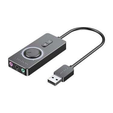 Imagem de Placa de som USB, placa de som VENTION 3,5 mm, adaptador de áudio USB externo compatível com PC Windows 10, MAC, Linux, laptops, desktops, PS5