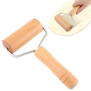 Imagem de Rolo de massa pequeno para pizza, rolo de massa de madeira antiaderente tipo T, conjunto de rolos para assar e cozinhar em casa